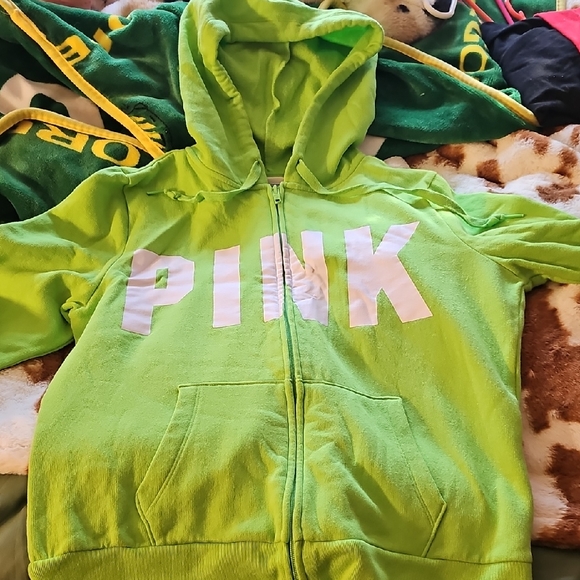 Victoria's Secret Tops - PINK VS Green Hoodie Size M